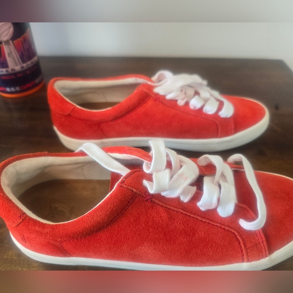 Orange Suede Leather Sneakers - Picture 3 of 6